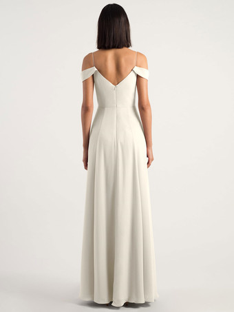 アイボリー イブニング Aライン バトーネック マキシレングス 半袖 ジッパー スプリットフロント ストレッチクレープ ページェント ウェディングゲストドレス 自由なカスタマイズ