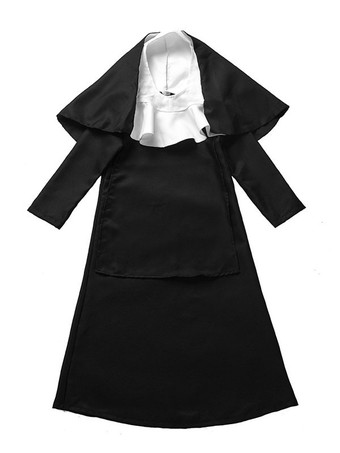 Kids Nun Costumes Costumes Noir One Piece Hood Hood Polyester Enfants Halloween Costumes Set complet