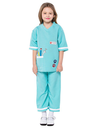 Infirmière enfants Costumes Blouse Blouse Pantalons 2 pièces Ensemble de polyester Fibre Enfant Halloween Costume complet