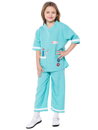 Infirmière enfants Costumes Blouse Blouse Pantalons 2 pièces Ensemble de polyester Fibre Enfant Halloween Costume complet