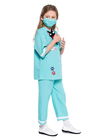 Infirmière enfants Costumes Blouse Blouse Pantalons 2 pièces Ensemble de polyester Fibre Enfant Halloween Costume complet
