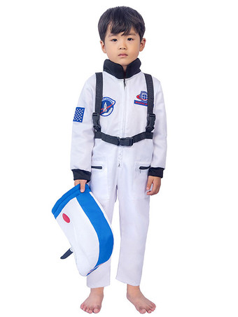 blanc Kids Astronaute Costumes Costumes Blanc Jumpsuit Hotte 2 pièces Ensemble de polyester Fibre Enfants Costume Cosplay Ensemble complet