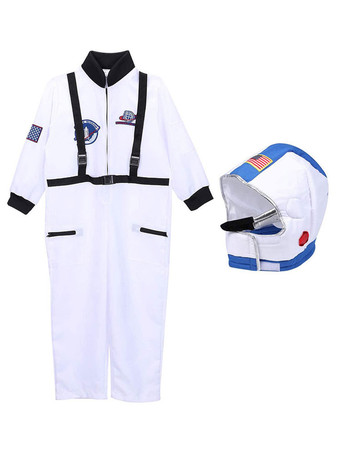 Kids Astronaute Costumes Costumes Blanc Jumpsuit Hotte 2 pièces Ensemble de polyester Fibre Enfants Costume Cosplay Ensemble complet