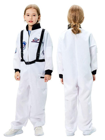 Kids Astronaute Costumes Costumes Blanc Jumpsuit Hotte 2 pièces Ensemble de polyester Fibre Enfants Costume Cosplay Ensemble complet