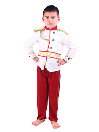 blanc Kids Prince Costumes Blouse Blouse Blouse rouge Pantalons 2 pièces Ensemble de polyester Fibre Enfants Halloween Costumes Full Set