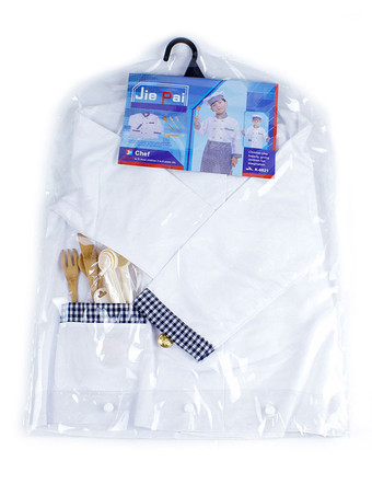 Costumes pour enfants Chef Cosplay chapeau blanc vêtements tablier ensemble 3 pièces Costume d'halloween en polyester