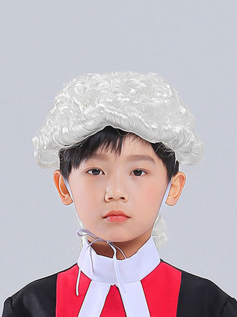 Costumes pour enfants avocat Cosplay vêtements noirs perruque blanche ensemble 2 pièces Costume d'halloween pour enfants