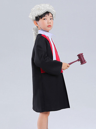 Costumes pour enfants avocat Cosplay vêtements noirs perruque blanche ensemble 2 pièces Costume d'halloween pour enfants