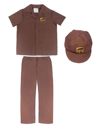 Costume pour enfants Postman café marron Cosplay pantalon chapeau haut de forme ensemble 3 pièces Polyester Halloween Costuems