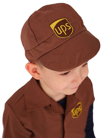 Costume pour enfants Postman café marron Cosplay pantalon chapeau haut de forme ensemble 3 pièces Polyester Halloween Costuems