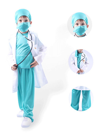 Costumes pour enfants docteur Cosplay capuche pardessus pantalon ensemble 3 pièces Costume d'halloween pour enfants