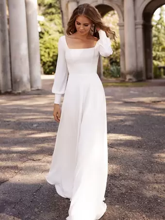 2019 Vestido De Novia Bohemio De Verano De Manga Larga Una Línea