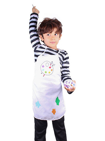 Enfants Cosplay Costumes Peintre Costume Blanc Top Tablier Chapeau Ensemble 3 Pièces Costume d'Halloween