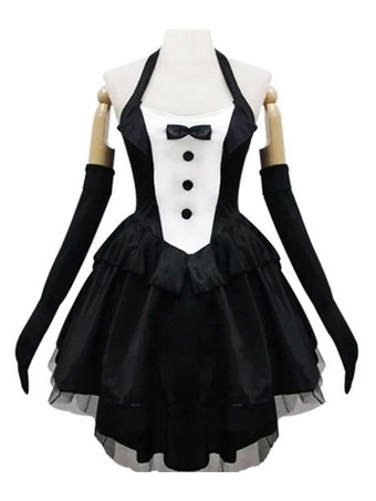 バニーガールコスチュームブラックワンピースドレス帽子手袋3ピースセットポリエステル大人ハロウィンコスチューム