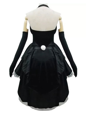 バニーガールコスチュームブラックワンピースドレス帽子手袋3ピースセットポリエステル大人ハロウィンコスチューム