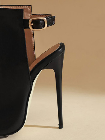 夏のブーツ ピープトウ スティレットヒール PU レザー夏ロートップブーツ 女性 白い