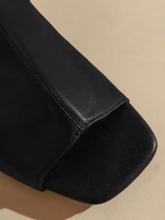 夏のブーツ ピープトウ スティレットヒール PU レザー夏ロートップブーツ 女性 白い