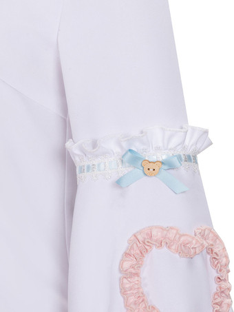 ティーパーティーロリータTシャツホワイト長袖リボンポリエステルスウィートロリータブラウス