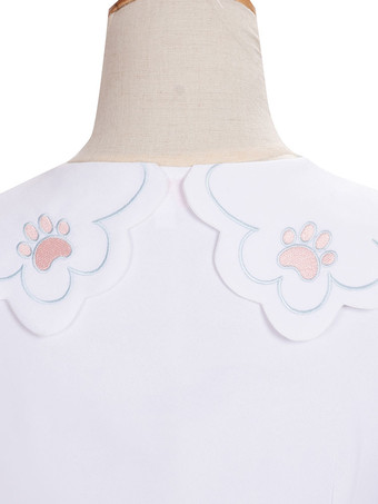 ティーパーティーロリータTシャツホワイト長袖リボンポリエステルスウィートロリータブラウス