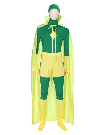 Marvel Cosplay Avengers Vision Disfraz de Cosplay Mono verde Capa amarilla  TV Drama Disfraz de Cosplay Conjunto completo 