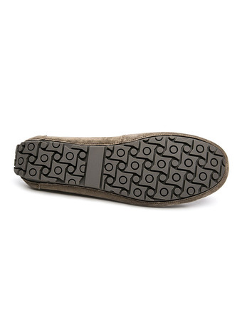 Belgian Loafer Shoes For Men Cosy Suede Leather Bows Slip-On Khaki Casual Flat Shoes