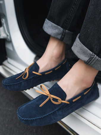 メンズ ベルギーローファーシューズ インクブルー ファッション スエードレザー スリッポン カジュアル フラットシューズ