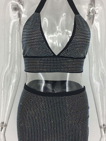 ライトグレー クラブセット レディース ラウンドカラー カットアウト ノースリーブ オープンショルダー ボディコン セクシー ミニドレス