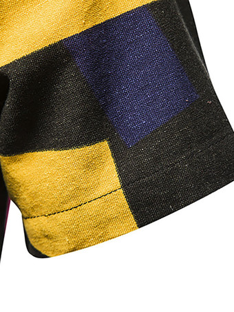 Camisa casual de hombre Cuello alto Camisas de hombre negras estampadas clásicas