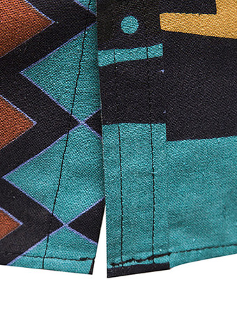 Camisa Casual para Hombres Cuello De Turndown Casual Geométrico Cian Azul Men '' S