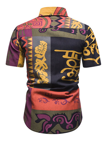 Camisa Casual para Hombres Cuello De Turndown Casual Geométrico Cian Azul Men '' S