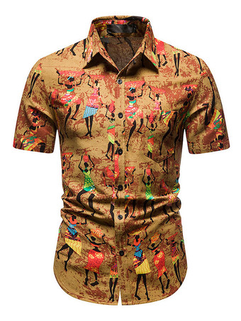 ÁmbarCamisa Casual para Hombre Cuello de Turndown Casual Artwork Amber Men '' s Shirts