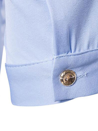 Men's Casual Shirt Stand Collar Casual Geometric Light Sky Blue Men's Shirts