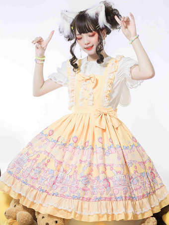 Sweet Lolita JSK Dress Yellow Polyester Sleeveless Sweet Lolita One Piece Dress