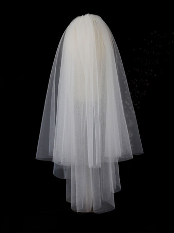 Voile de mariage blanche en tulle deux niveaux