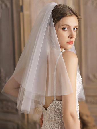 Wedding Veil Two-Tier Tulle Oval Short Bridal Veil - Milanoo.com