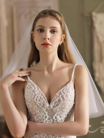 Wedding Veil Two-Tier Tulle Oval Short Bridal Veil - Milanoo.com