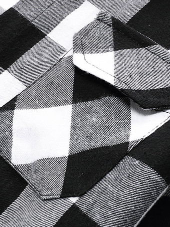 Camisa Casual para Hombre Capucha Casual Tela Escocesa Red Men '' s Shirts