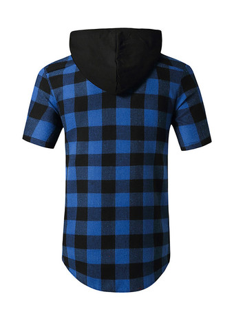 Camisa Casual para Hombre Capucha Casual Tela Escocesa Red Men '' s Shirts