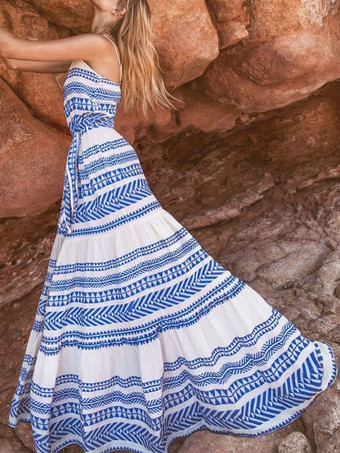 マキシドレス ノースリーブ ライトスカイブルー ストラップネック レースアップ マキシ オーバーサイズ ロングドレス