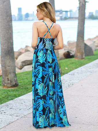 ホワイトマキシドレスノースリーブグリーンタイダイストラップネックプリーツ特大ポリエステルロングドレス