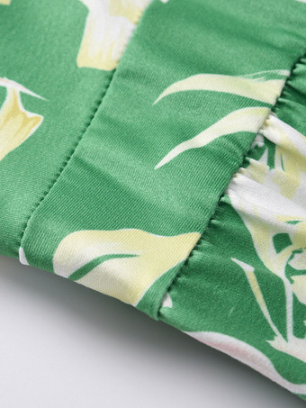 ホワイトマキシドレスノースリーブグリーンタイダイストラップネックプリーツ特大ポリエステルロングドレス