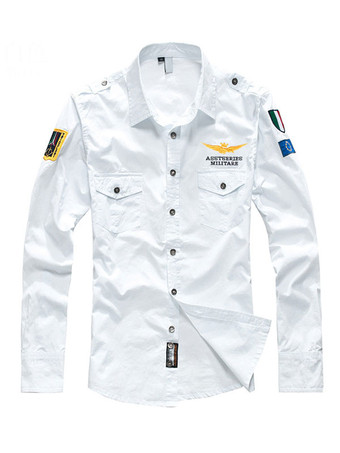 White Casual Shirt For Men Turndown Collar Casual Asymmetrical Patchwork Hunter Green Men's Shirts