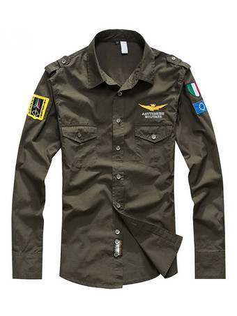 Hunter GreenCasual Shirt For Men Turndown Collar Casual Asymmetrical Patchwork Hunter Green Men's Shirts