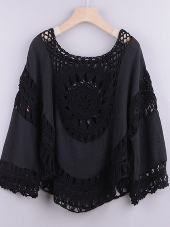 Cover Ups Cyan Blue Cut Out Jewel Neck Half Sleeves Asymétrique Summer Beach Maillots de bain pour femme