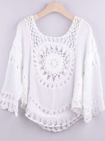 Cover Ups Cyan Blue Cut Out Jewel Neck Half Sleeves Asymétrique Summer Beach Maillots de bain pour femme