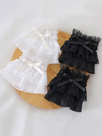 甘いロリータブレスレット アクセサリープリーツポリエステルファイバーボウレースロリータアクセサリー ホワイト