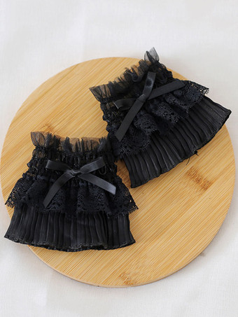 甘いロリータブレスレット アクセサリープリーツポリエステルファイバーボウレースロリータアクセサリー ホワイト