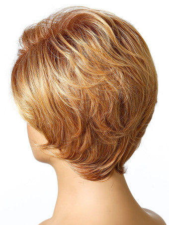 合成ウィッグコーヒーブラウンナチュラルウェーブ耐熱繊維乱れたショートレディースレディースショートウィッグ