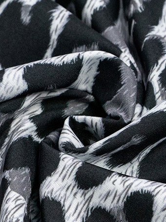 Chemise Décontractée Col Rabattu Simple Imprimé Léopard Café Marron