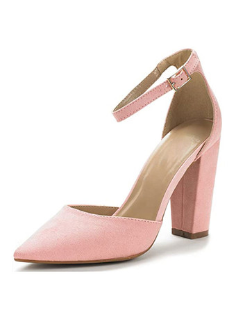 ピンク ヒールサンダルサンダルブラックチャンキーヒールポインテッドトゥテリー